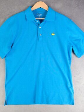 Masters Tech Polo Mens Medium Blue Short Sleeve Golf Athletic Stretch